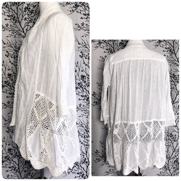 Band of Gypsies Tops - Crochet Open front kimono cardigan cover-up M